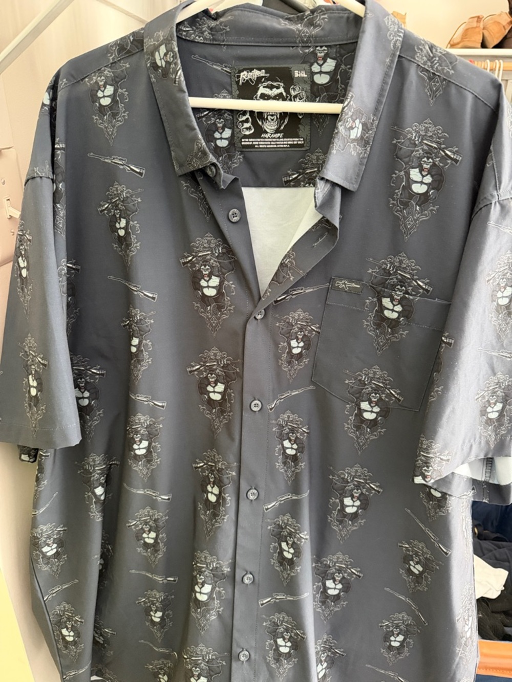 Retro Rifle Harambe Button Down